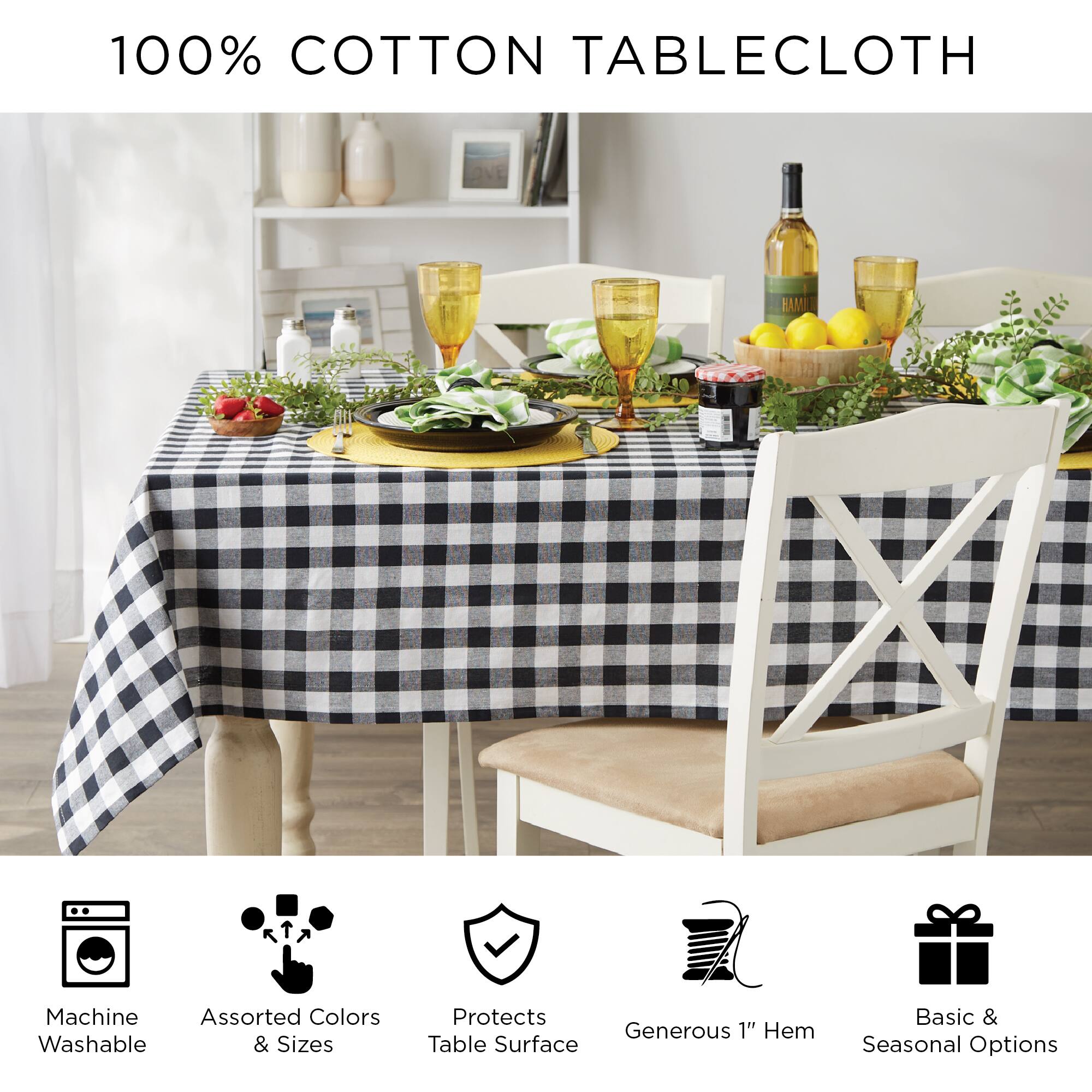 DII® 84" Glad Tidings Plaid Tablecloth